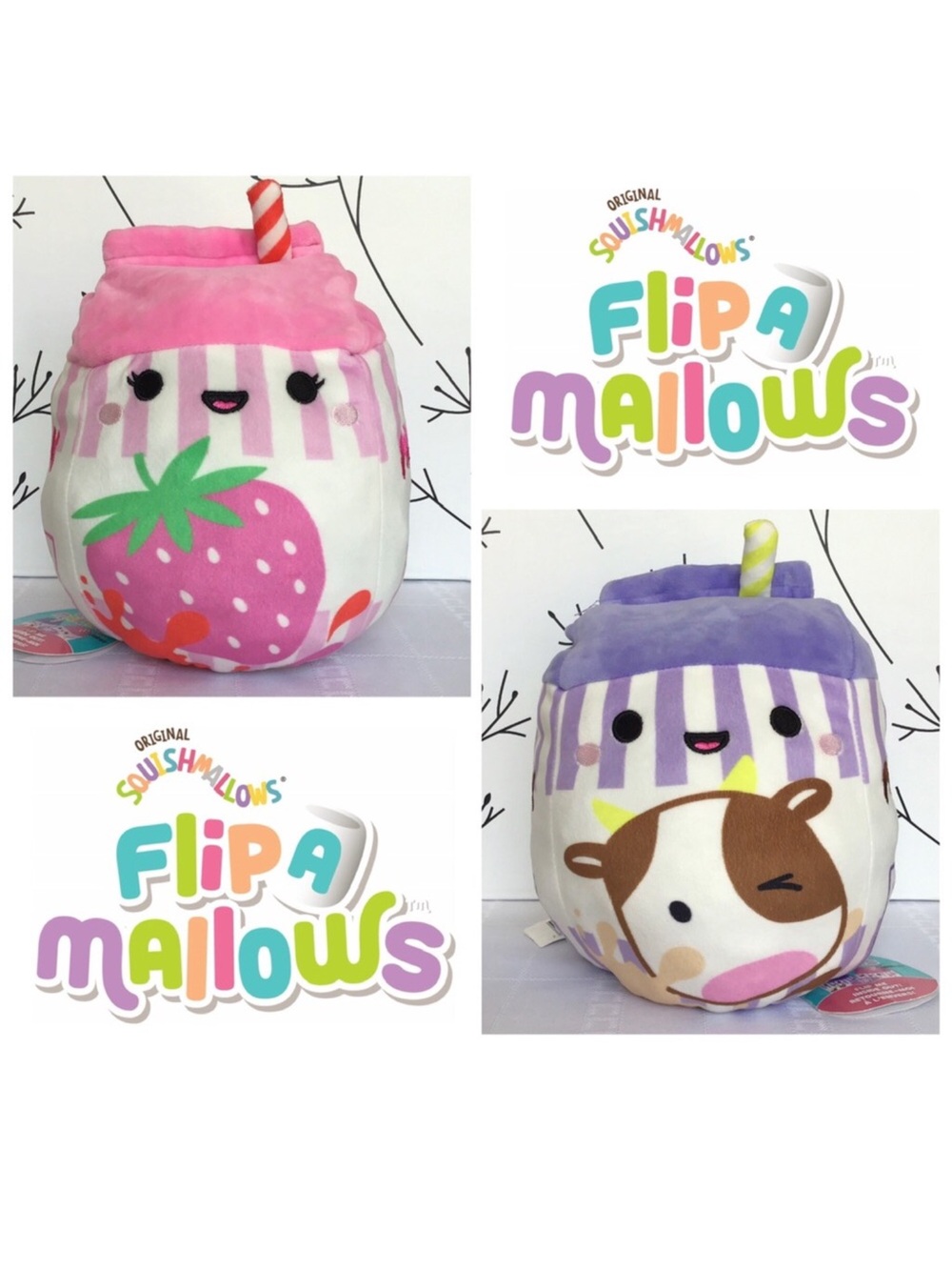 Squishmallows Chokko & Fresita Flip-a-mallows Plush Toy Milk Carton